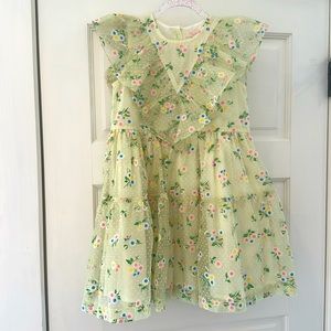 Pink Chicken Green Floral Kids Formal Dress